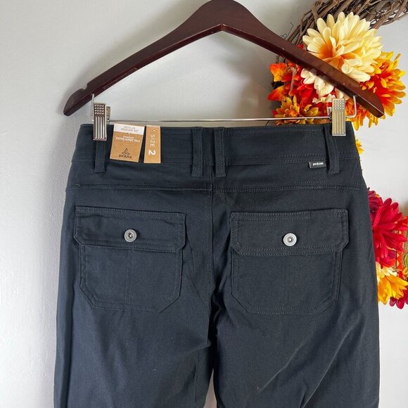 prAna Womens Halle Straight Fit Hiking Active Pant II Sz 2/30"L in Black UPF 50+ - Picture 4 of 9